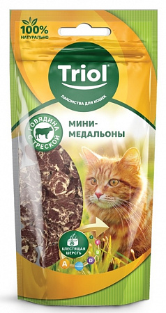 Мини-медальоны из говядины с треской для кошек 40г