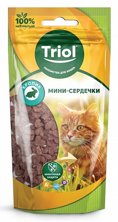 Мини-сердечки из кролика для кошек 40г Триол